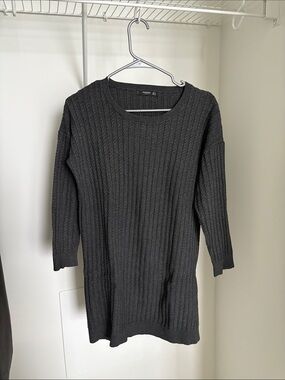 Mango Black Ribbed Knit Sweater Dress